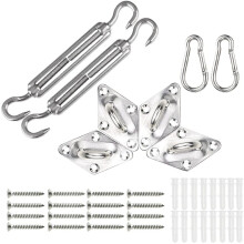 VOUNOT Sun Shade Sail Fixing Kit, 24 pcs Heavy Duty Stainless Steel Hardware Set for Triangle Square Rectangle Sail Canopy...