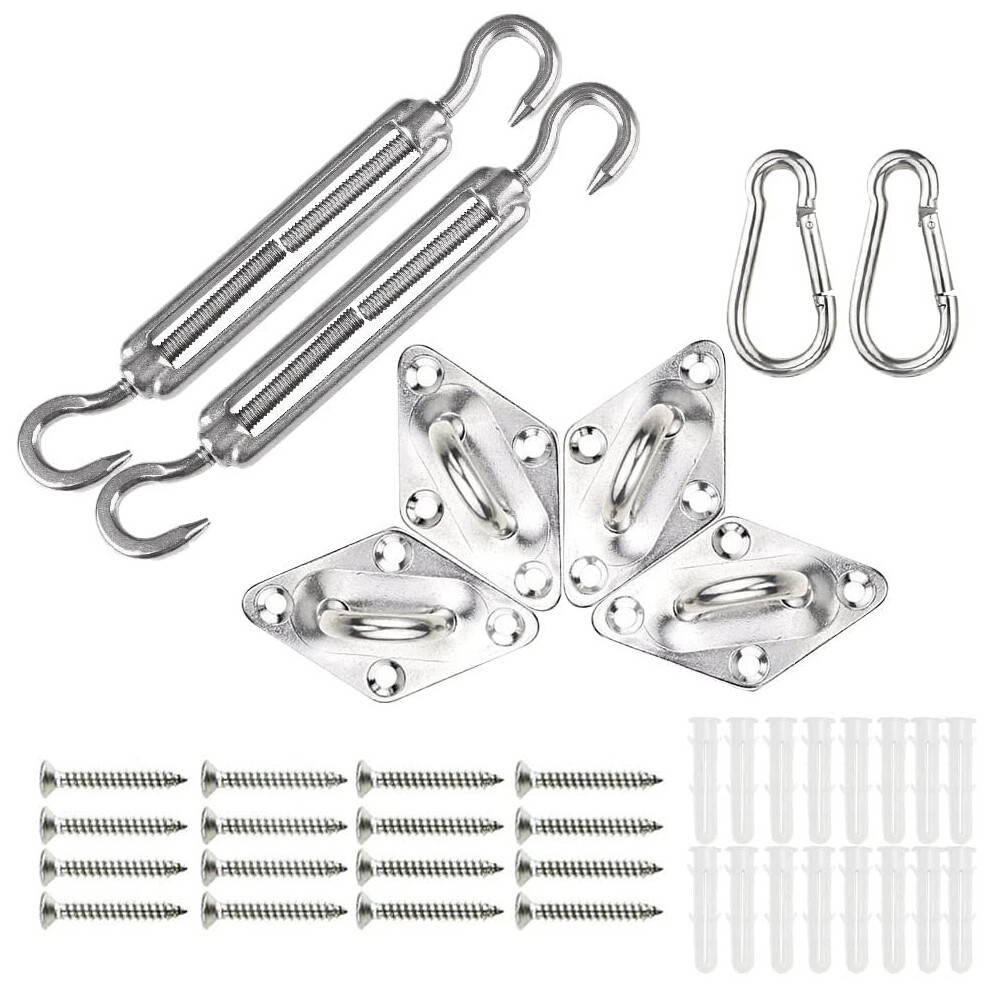 VOUNOT Sun Shade Sail Fixing Kit, 24 pcs Heavy Duty Stainless Steel Hardware Set for Triangle Square Rectangle Sail Canopy...