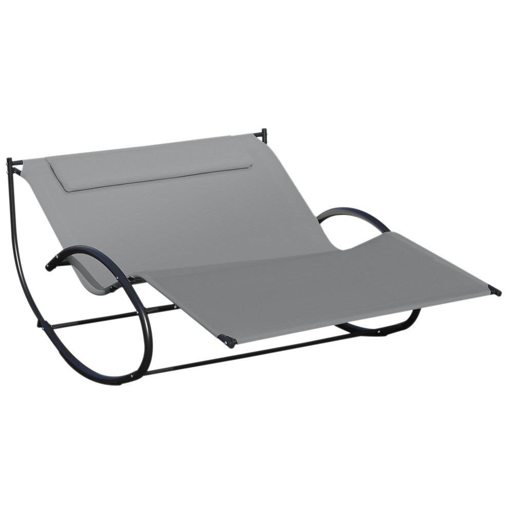 2-Person Outsunny Grey Metal Texteline Hammock Chair