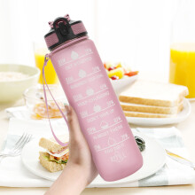 (Pink) Sports Water Bottle 1L Fitness Travel Portable UK