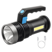 LED Torch USB Rechargeable, Super Bright Lantern Light with Handle and COB Work Light, 4 Modes Waterproof Searchlight for Camping, Hiking, Home,F