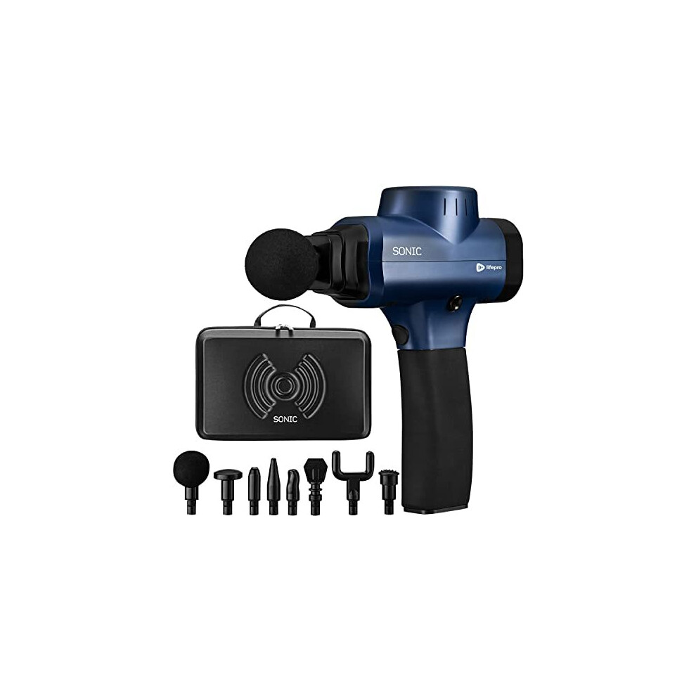 Lifepro Sonic Handheld Percussion Massage Gun - Deep Tissue Massager For Sore Muscle And Stiffness - Quiet, 5 Speed High-Intensity Vibration - Quick Rech