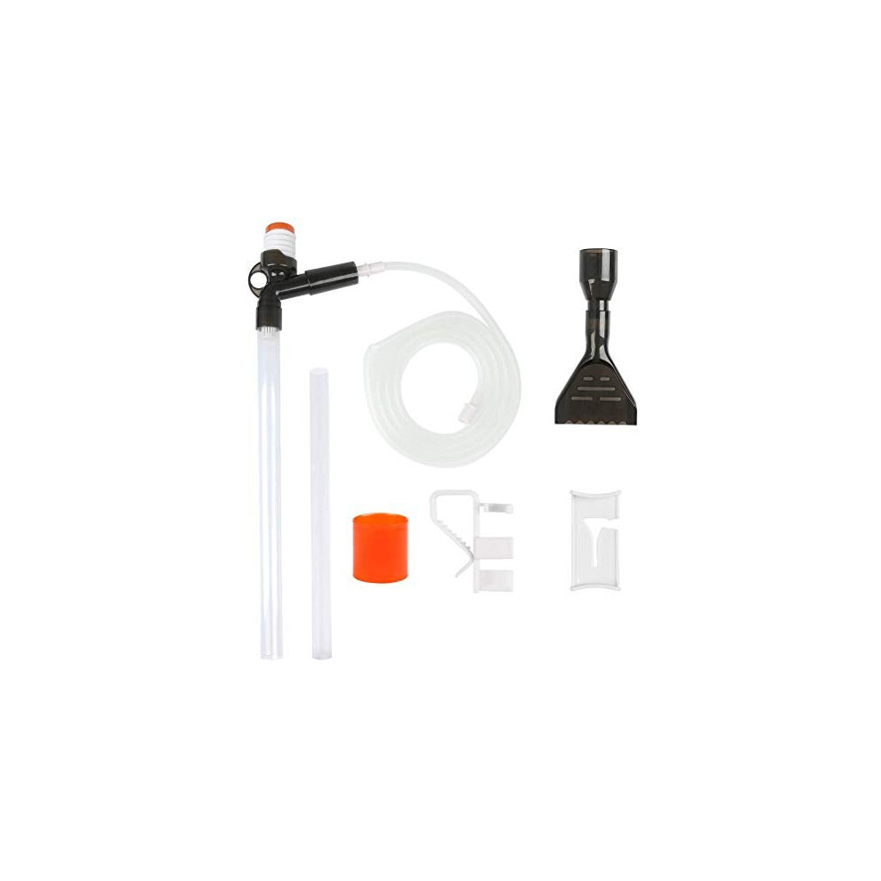 BUYGOO Aquarium Gravel Cleaner Automatic Fish Tank Water Changer Aquarium Vacuum Siphon Pump with Extra Long Tube(2.07m) + Glass Scraper, Adjusta