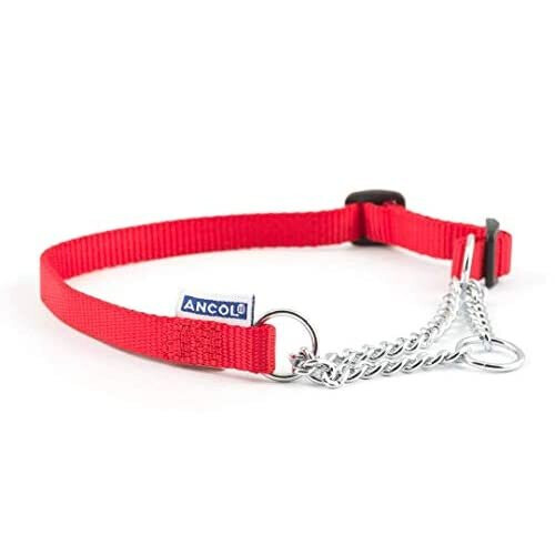 Ancol Heritage Nylon & Chain Check Collar Black 25 - 35cm Sz 1-2 2