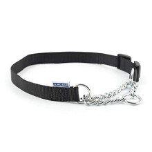 Heritage Nylon & Chain Check Collar Black 25 - 35cm Sz 1-2