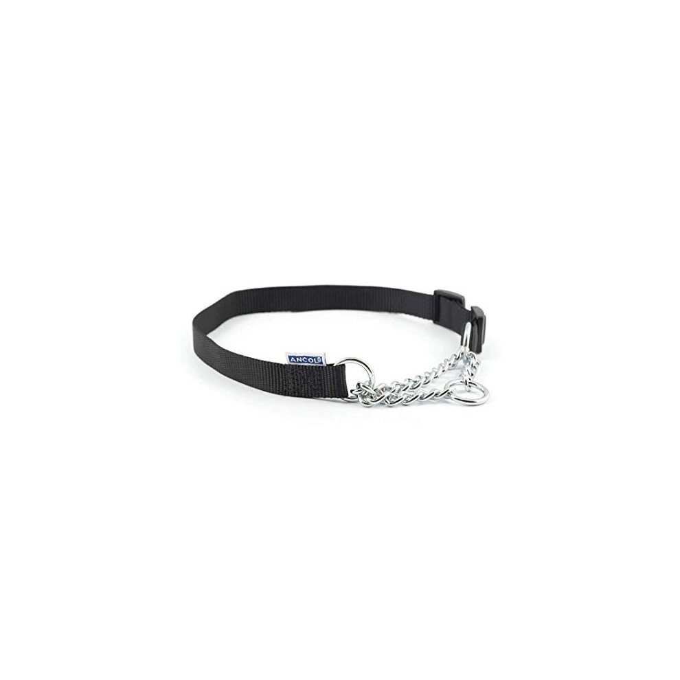 Heritage Nylon & Chain Check Collar Black 25 - 35cm Sz 1-2