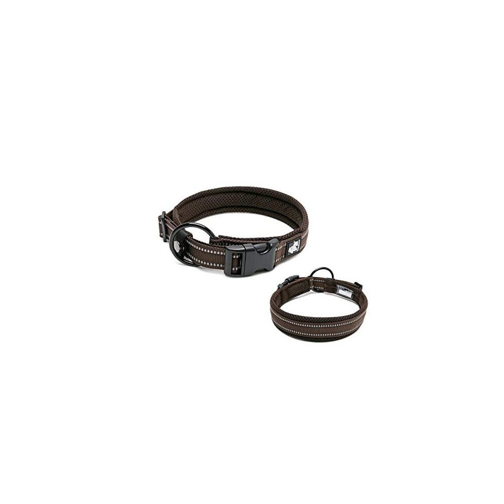 Tineer Adjustable Nylon dog collars Padded Soft Breathable Mesh Padded Reflective Collar for Dog Training Outdoor Comfortable Pet Necklace for Al