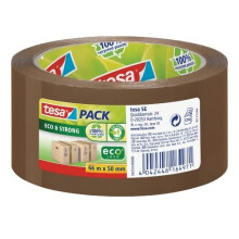 tesapack Eco & Strong - Environmentally Friendly Packing Tape Made of 100 % Recycled Plastic, UV-Resistant and Age-Resistant - Brown - 66 m x 50