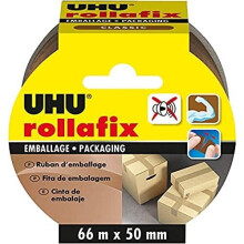 UHU Rollafix Packaging Ribbon 66 m x 50 mm Brown