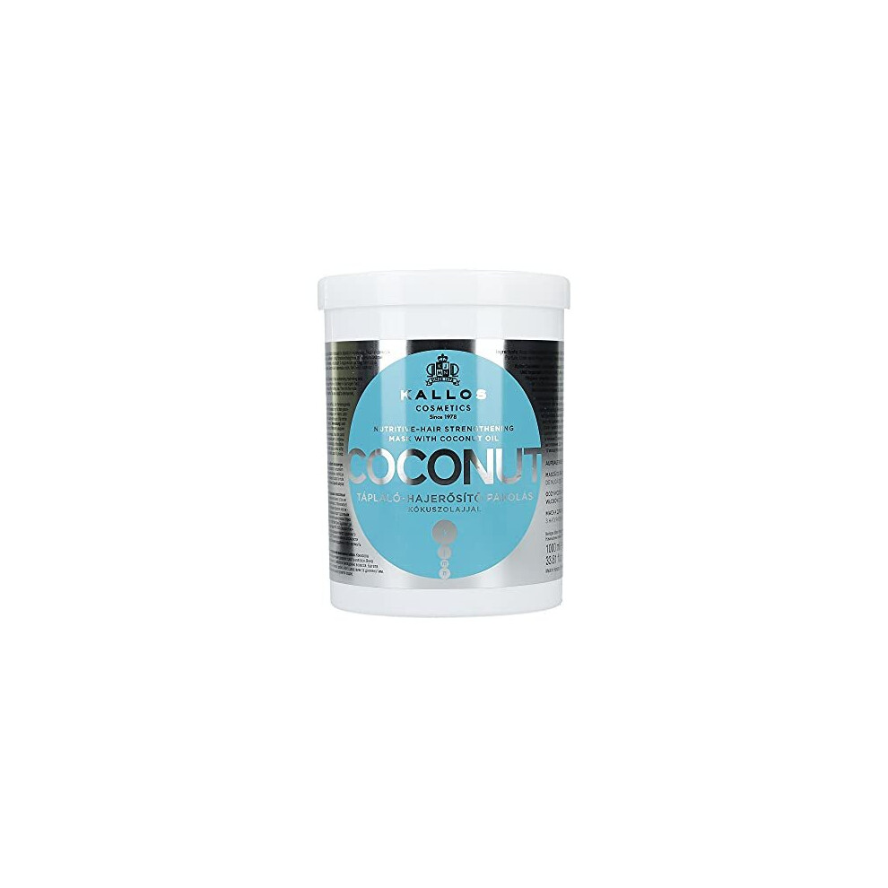 Kallos, Nourishing Hair Strengthening Hair Mask with Coconut Oil, White, 1 l (Pack of 1)