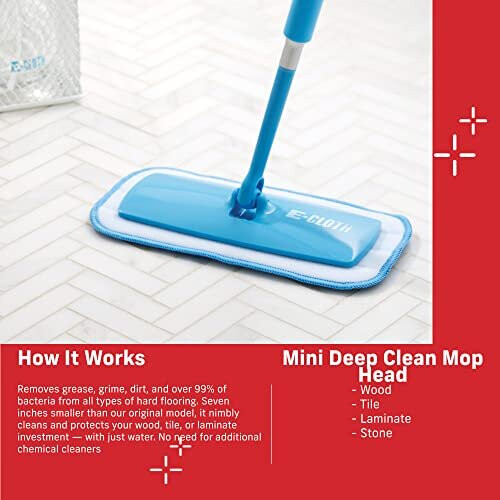 E-Cloth Microfiber Damp, Mini Mop Head-2 Pack, New Version 1