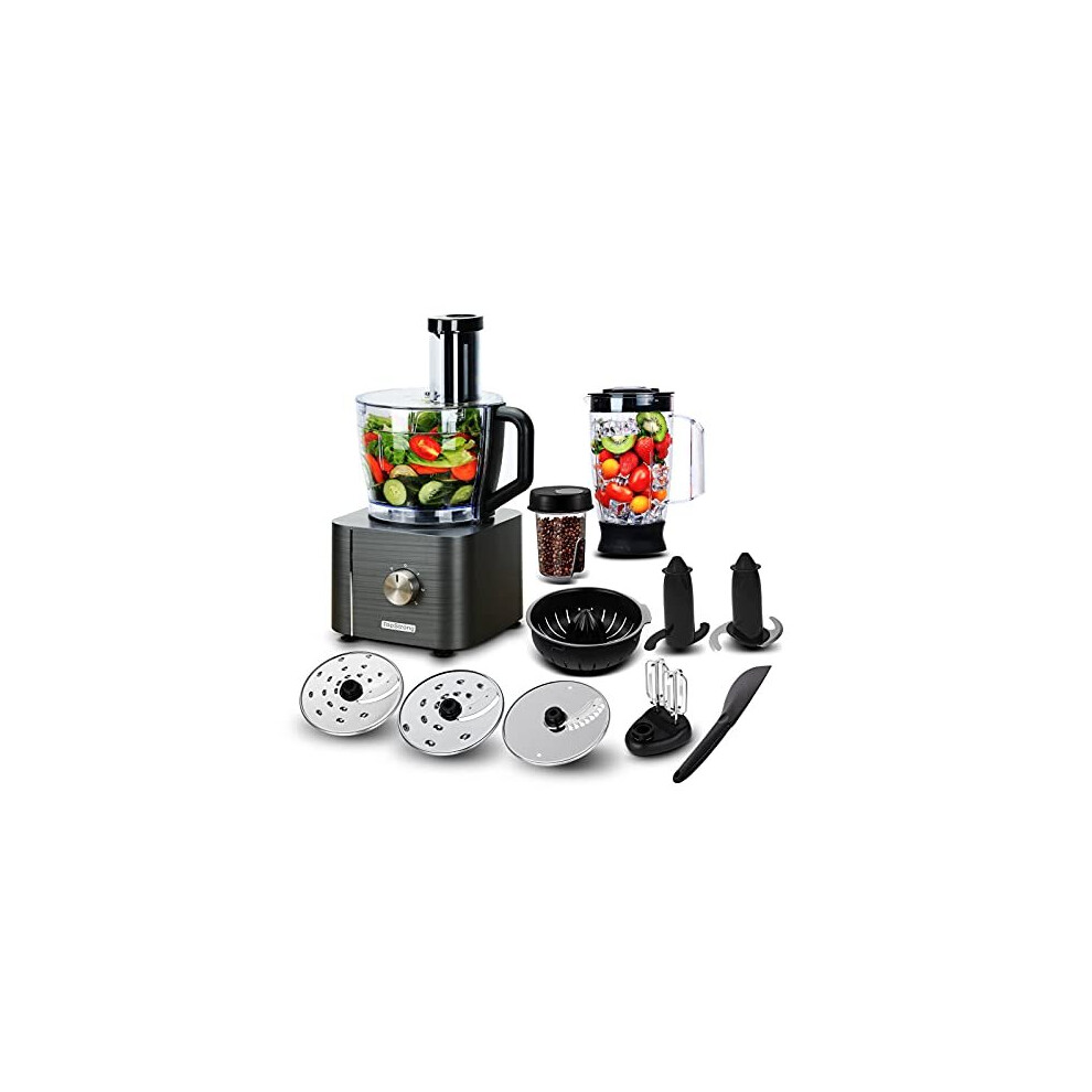 Topstrong Food Processor, 11-In-1 Food Processor And Blender With Chopping Blending Kneading Grinding Whisking Juicing, 1100W, 3 Speeds Plus Puls