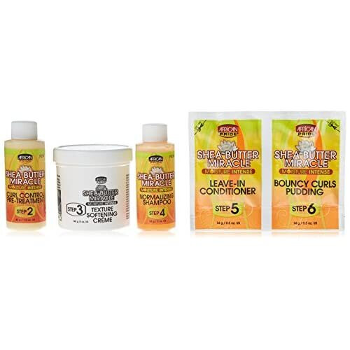 African Pride Shea Butter Miracle Texture Softening Elongating System Kit