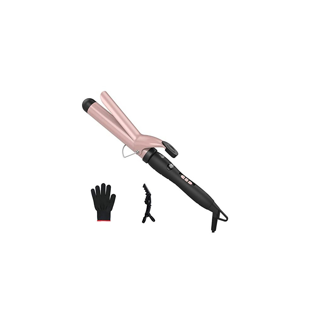 Automatic Hair Curler, 32mm Curling Tongs, Curling Iron of Ceramic Tourmaline, LCD Display, 60-220 Adjustable Temperature, Quick Heating, Dual Vo
