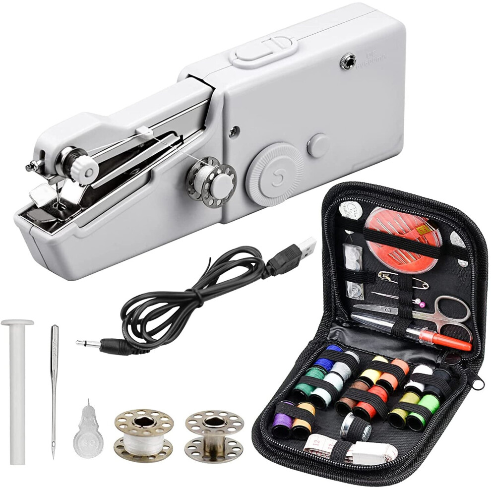 Mini Portable Sewing Machine Handheld Sewing Machine Electric Stitch Household Tool for Kids Clothing, DIY Crafts Clothing...