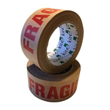 Strong Paper Packaging Kite Tape | Eco-Friendly - Fully Recyclable | Fragile Printed Kraft Paper for Packing Parcels and Boxes | Brown Paper Pack