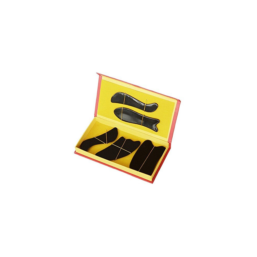 Eqlef Scraping Tool, Buffalo Horn Gua Sha Guasha Massage Board Tool (Five Pieces)