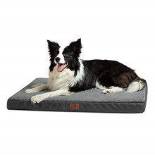 Bedsure Large Dog Bed Washable - Memory Foam Orthopedic Dog Bed and Mattress Mat for Dog Crate with Removable Plush Sherpa Cover, Grey, 91.5x68.6