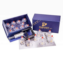 Hansol Professional Cupping Therapy Equipment Set with pumping handle 10 Cups & English Manual (Made in Korea