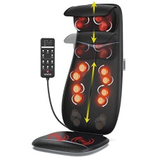 Renpho Back Massager with Heat, Shiatsu Massage Chair Deep Tissue Kneading Rolling Masager S-Shape Height Adjustable Headrest, Full Back Massage