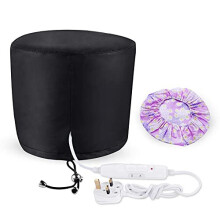 Hair Cap Treatment Steamer for Deep Conditioning - Thermal Hot Head Heat Hat Electric for Afro Hair Spa Care Home Use with 2 Mode | Black (UK Plu