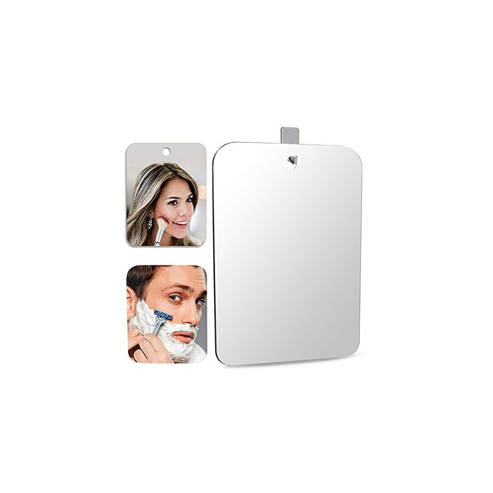 D.F.L Deluxe Large Shower Mirror Fogless Shaving Mirror (12 inX8 in) Anit-Fog Shave Mirror Fog-Free Wall Hanging Mirror Bathroom Mirrors whit 1 H