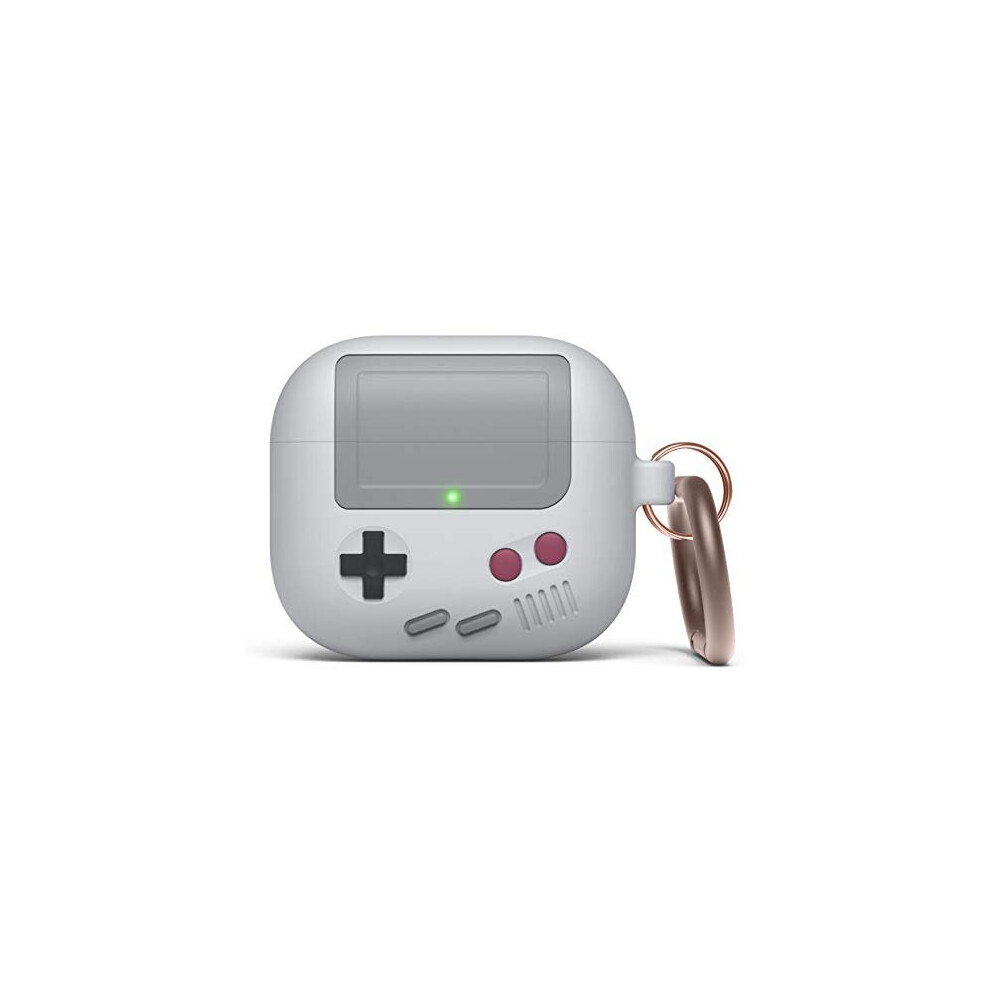 Elago Aw5 Case Compatible With Airpods 3 Case, Classic Game Player Console Design Case With Keychain, Support Wireless Charging (Light ) Grey 8809667651219