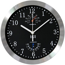 hito Silent Wall Clock Non Ticking 10 inch Excellent Accurate Sweep Movement Silver Aluminum Frame Glass Cover, Decorative for Kitchen, Living Ro