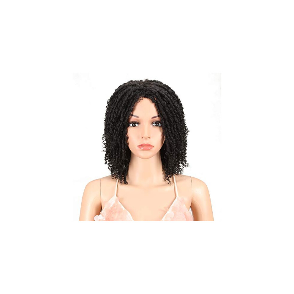 Style Icon Unisex Black 6" Short Dreadlock Wig Twist Wigs For Women Short Curly Synthetic Wigs (6", 1B)