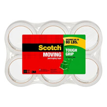 Scotch Tough Grip Moving Packaging Tape, 1.88 in. x 43.7 yd., 6 Roll/sPack