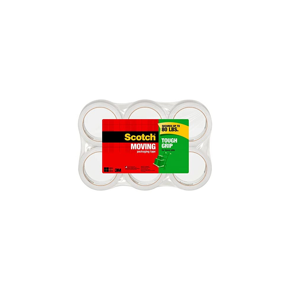 Scotch Tough Grip Moving Packaging Tape, 1.88 In. X 43.7 Yd., 6 Roll/Spack