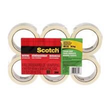 Scotch Tough Grip Moving Packaging Tape, 1.88" X 54.6 Yds, 6 Rolls/Pk