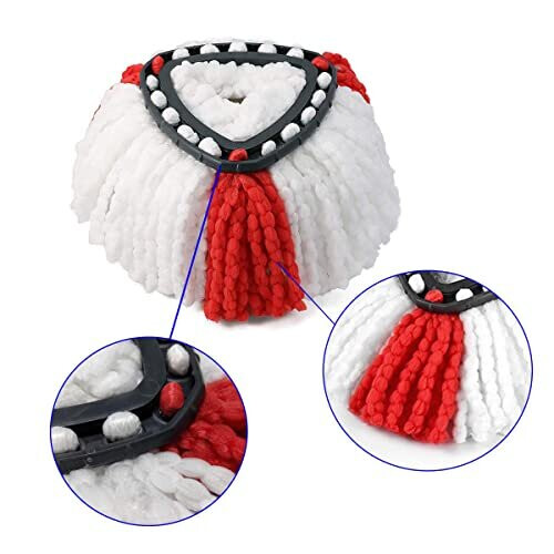 (4Pack) SUPERFA Mop Heads Compatible with Vileda 2-in-1 Turbo Mop Replacement Head, Microfibre, Red, White. 2