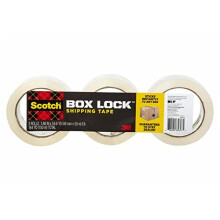 3M Box Lock Scotch Shipping Packaging Tape: 1.88 in. x 54.6 yds. (Clear) / 3-Pack
