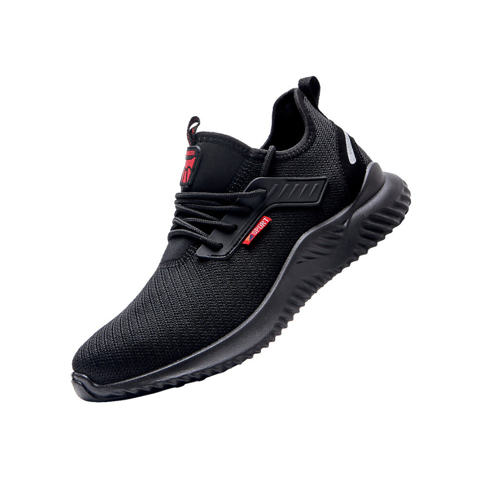 (Black, 44) Men Safety Shoes With Steel Toe Cap Puncture-Proof Boots Lightweight Breathable