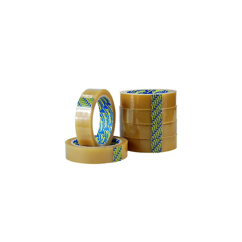 6 X Sellotape Original Golden Tape Roll Clear Non Static Easy Tear Tape 24Mm X 50M - No Need For Scissors - Ideal For Home, Office Or School Use. 704725437669