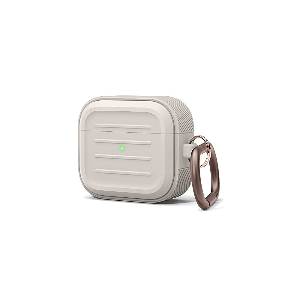 Elago Armor Case With Keychain Compatible With Airpods 3 Case Cover - Supports Wireless Charging, Shock Resistant, Full Protection (Stone) 8809788489234