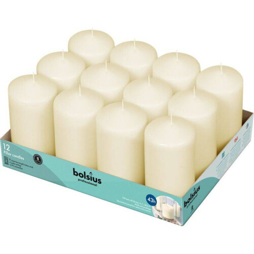 Bolsius Professional Pillar Candles Ivory (128/68) Pack of 12