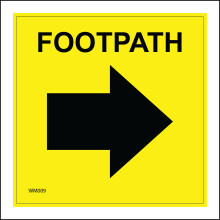 (1200 x 1200mm - 47 x 47, G - 10mm Extra Heavy Duty Foamex Foamboard) WM009 Footpath Right Arrow Sign Direction Waymarker Yellow Black Walks Route 600mm x 600mm B - Magnetic - Vehicle Grade