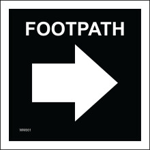 (450 x 450mm - 18 x 18, H - Clear Sticker / Sav - See Through) WM001 Footpath Right Arrow Sign Direction Route Waymarker Black White Walks 600mm x 600mm B - Magnetic - Vehicle Grade