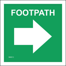 (450 x 450mm - 18 x 18, C - Dibond / Composite Aluminium) WM013 Footpath Right Arrow Sign Green White Waymarker Direction Route Walks 600mm x 600mm B - Magnetic - Vehicle Grade
