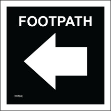 (250 x 250mm - 10 x 10, B - Magnetic - Vehicle Grade) WM003 Footpath Left Arrow Sign Direction Route Waymarker Black White Walks 600mm x 600mm B - Magnetic - Vehicle Grade