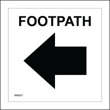 (250 x 250mm - 10 x 10, G - 10mm Extra Heavy Duty Foamex Foamboard) WM007 Footpath Left Arrow Sign Route Direction Waymarker White Black Walks 600mm x 600mm B - Magnetic - Vehicle Grade