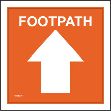 (1200 x 1200mm - 47 x 47, H - Clear Sticker / Sav - See Through) WM028 Footpath Up Arrow Sign Direction Walk Waymarker Route Orange White Track 600mm x 600mm B - Magnetic - Vehicle Grade