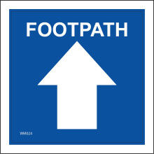 (450 x 450mm - 18 x 18, D - 1mm Pvc Foamex) WM024 Footpath Arrow Up Sign Walks Waymarker Route Direction Blue White Ahead 600mm x 600mm B - Magnetic - Vehicle Grade