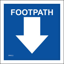 (400 x 400mm - 16 x 16, A - Sticker / Sav - Non-See Through) WM022 Footpath Down Arrow Sign Below Walks Route Waymarker Direction Blue White 600mm x 600mm B - Magnetic - Vehicle Grade