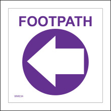 (150 x 150mm - 6 x 6, B - Magnetic - Vehicle Grade) WM034 Footpath Left Arrow Sign Direction Circle Waymarker Purple White Route 600mm x 600mm B - Magnetic - Vehicle Grade