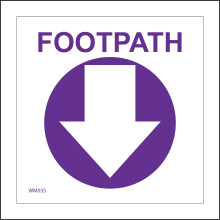 (300 x 300mm - 12 x 12, I - Clear Reversed Sticker / Sav - See Through) WM035 Footpath Down Arrow Sign Direction Circle Waymarker Purple White Track 600mm x 600mm B - Magnetic - Vehicle Grade