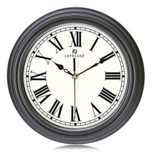 Lafocuse Classic Retro Black Grey Wall Clock 12 Inch Silent Roman Numerals Modern Quartz Clocks for Living Room Décor Kitchen Bedroom