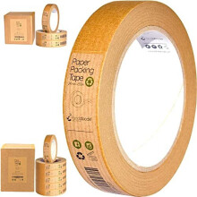1/3/6/12 Packing Tape by Pandabode (Small Width) | Strong, Sticky, Recyclable Brown Kraft Paper | Eco Essentials for Parcel Packaging, Moving an